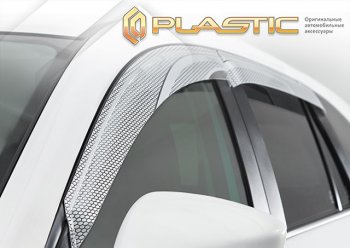 2 299 р. Ветровики дверей CA-Plastic  Toyota Sienta  NCP80 (2003-2015) дорестайлинг, 1-ое пополение 1-ый рестайлинг, 2-ой рестайлинг (Серия Art серебро, без хром. молдинга)  с доставкой в г. Омск. Увеличить фотографию 2