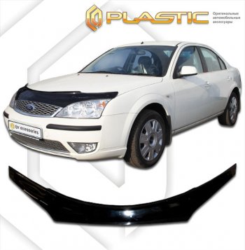 2 079 р. Дефлектор капота (exclusive) CA-Plastic  Ford Mondeo (2000-2007) Mk3,B4Y дорестайлинг, седан, Mk3,B4Y рестайлинг, седан (Classic чёрный, Без надписи)  с доставкой в г. Омск. Увеличить фотографию 1