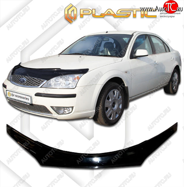 2 079 р. Дефлектор капота (exclusive) CA-Plastic  Ford Mondeo (2000-2007) Mk3,B4Y дорестайлинг, седан, Mk3,B4Y рестайлинг, седан (Classic чёрный, Без надписи)  с доставкой в г. Омск