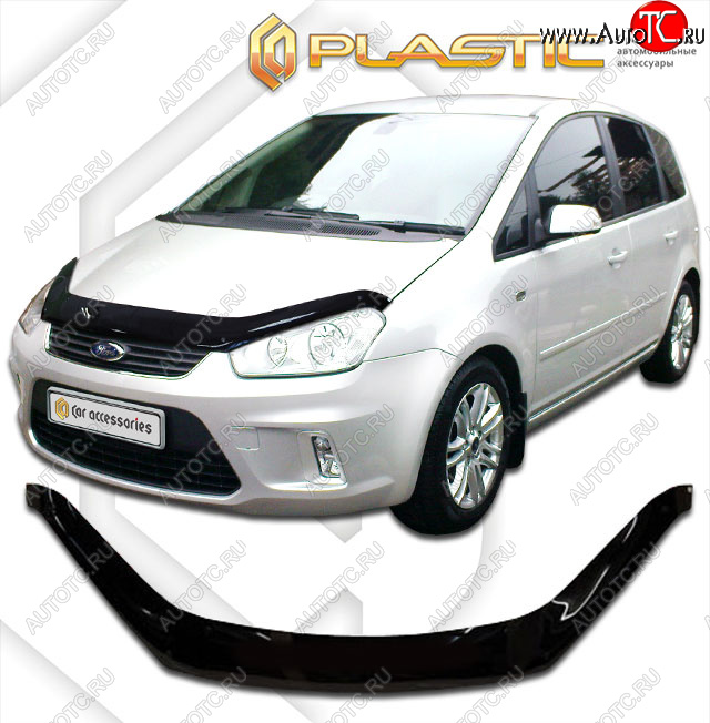 2 379 р. Дефлектор капота (exclusive) CA-Plastic  Ford C-max  Mk1 (2007-2010) рестайлинг (Classic чёрный, Без надписи)  с доставкой в г. Омск