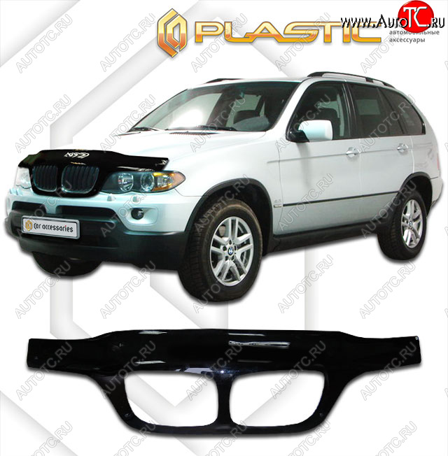 2 799 р. Дефлектор капота (exclusive) CA-Plastic  BMW X5  E53 (2003-2006) рестайлинг (Classic чёрный, Без надписи)  с доставкой в г. Омск