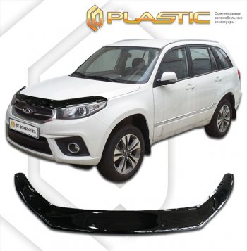 2 079 р. Дефлектор капота (exclusive) CA-Plastic  Chery Tiggo 3x (2017-2020) дорестайлинг (Classic чёрный, Без надписи)  с доставкой в г. Омск. Увеличить фотографию 1