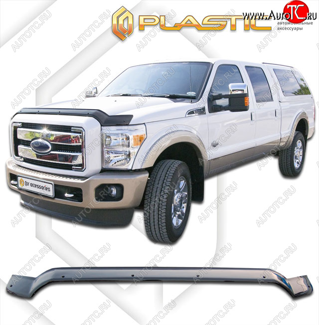 2 899 р. Дефлектор капота (exclusive) CA-Plastic  Ford F350  P473 PickUp CrewCab (2010-2016) (Classic чёрный, Без надписи)  с доставкой в г. Омск