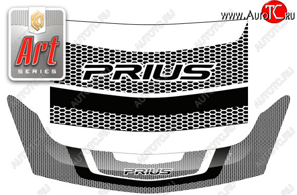 2 989 р. Дефлектор капота CA-Plastic  Toyota Prius  XW20 (2003-2011) дорестайлинг, рестайлинг (Art чёрная)  с доставкой в г. Омск