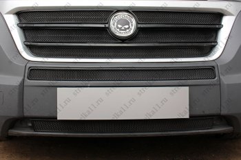 6 349 р. Защитная сетка в бампер (ячейка 3х7 мм, 5 частей) Alfeco Стандарт  Fiat Ducato  290 (2014-2024) (Чёрная)  с доставкой в г. Омск. Увеличить фотографию 2