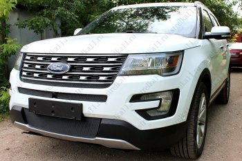 3 999 р. Защитная сетка в бампер (ячейка 4х10 мм, середина) Alfeco Премиум  Ford Explorer  U502 (2015-2018) 1-ый рестайлинг, 5 дв. (Чёрная)  с доставкой в г. Омск. Увеличить фотографию 3