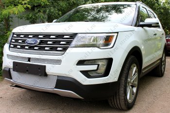 4 199 р. Защитная сетка в бампер (ячейка 4х10 мм, середина) Alfeco Премиум  Ford Explorer  U502 (2015-2018) 1-ый рестайлинг, 5 дв.  с доставкой в г. Омск. Увеличить фотографию 3