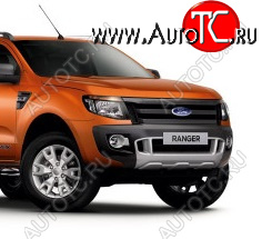 6 949 р. Защитная сетка в бампер (ячейка 4х10 мм.) Alfeco Премиум Ford Ranger DoubleCab дорестайлинг (2011-2016) (Чёрная)  с доставкой в г. Омск