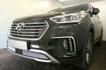           Защита радиатора Hyundai Grand Santa Fe I 2015- (2 части) с датчиком ACC chrome Hyundai (Хюндаи) Grand Santa Fe (гранд)  1 DM (2016-2018) 1 DM рестайлинг