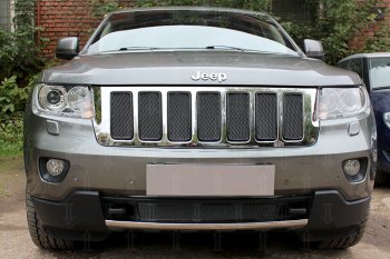 Защитная сетка радиатора в бампер (ячейка 4х10 мм) Стрелка11 Премиум Jeep Grand Cherokee WK2 дорестайлинг (2010-2013)