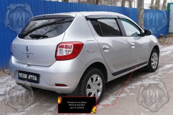 3 799 р. Комплект молдингов на двери (4 шт, узкие) Русская Артель Renault Sandero (B8) дорестайлинг (2014-2018) (Поверхность глянец, Неокрашенные)  с доставкой в г. Омск. Увеличить фотографию 2