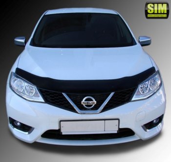 1 329 р. Дефлектор капота SIM Nissan Tiida 2 хэтчбек C13 дорестайлинг (2015-2016)  с доставкой в г. Омск. Увеличить фотографию 1