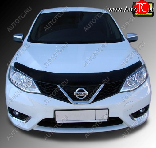 1 329 р. Дефлектор капота SIM  Nissan Tiida  2 хэтчбек (2011-2019) C12, C13 дорестайлинг  с доставкой в г. Омск