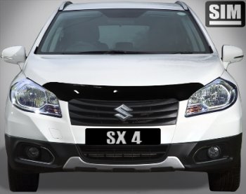 2 699 р. Дефлектор капота SIM Suzuki SX4 JYB, JYA хэтчбэк дорестайлинг (2013-2016)  с доставкой в г. Омск. Увеличить фотографию 1