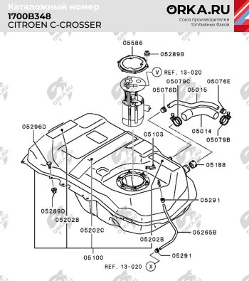 20 799 р. Топливный бак (пластик, 50 л.) BAKPLAST CITROEN C-crosser (2007-2012)  с доставкой в г. Омск. Увеличить фотографию 2