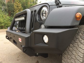 53 999 р. Бампер силовой передний РИФ Jeep Wrangler JK (2007-2018) (с доп. фарами и центральной защитной дугой)  с доставкой в г. Омск. Увеличить фотографию 6