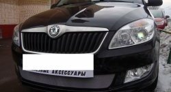 1 539 р. Сетка на бампер (рестайлинг) Russtal (хром)  Skoda Fabia  Mk2 (2007-2010) универсал дорестайлинг, хэтчбэк дорестайлинг  с доставкой в г. Омск. Увеличить фотографию 4