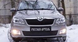 959 р. Зимняя заглушка решетки переднего бампера РА Skoda Fabia Mk2 хэтчбэк рестайлинг (2010-2014)  с доставкой в г. Омск. Увеличить фотографию 2