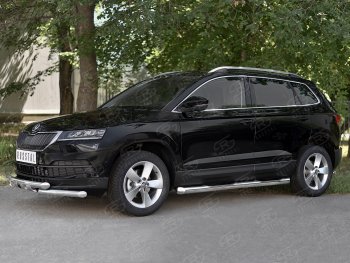 23 999 р. Защита переднего бампера (2 трубы Ø63 мм, нержавейка) SLITKOFF  Skoda Karoq  NU7 (2017-2021) дорестайлинг  с доставкой в г. Омск. Увеличить фотографию 3