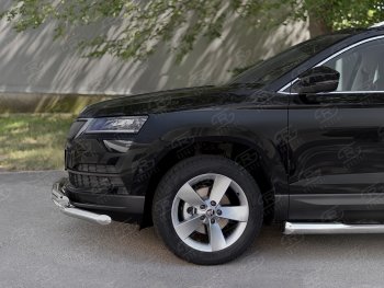 23 999 р. Защита переднего бампера (2 трубы Ø63 мм, нержавейка) SLITKOFF  Skoda Karoq  NU7 (2017-2021) дорестайлинг  с доставкой в г. Омск. Увеличить фотографию 4