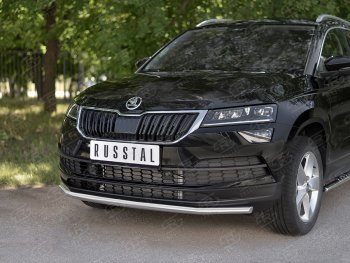 15 499 р. Защита переднего бампера (Ø42 мм, нержавейка) SLITKOFF Skoda Karoq NU7 дорестайлинг (2017-2021)  с доставкой в г. Омск. Увеличить фотографию 2