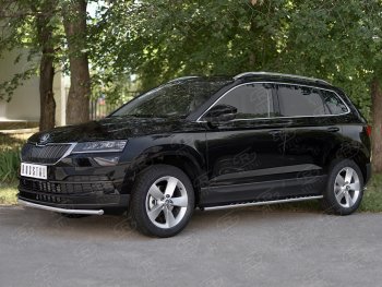 15 499 р. Защита переднего бампера (Ø42 мм, нержавейка) SLITKOFF Skoda Karoq NU7 дорестайлинг (2017-2021)  с доставкой в г. Омск. Увеличить фотографию 3