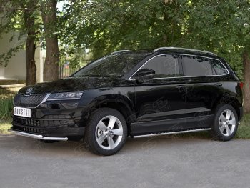 16 749 р. Защита переднего бампера (2 трубы Ø42 мм, нержавейка) SLITKOFF  Skoda Karoq  NU7 (2017-2021) дорестайлинг  с доставкой в г. Омск. Увеличить фотографию 3