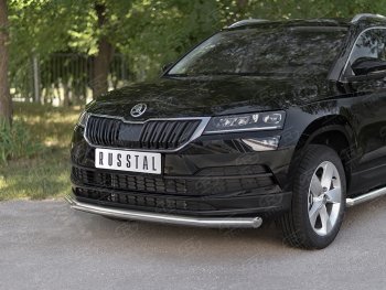 16 299 р. Защита переднего бампера (Ø63 мм, нержавейка) SLITKOFF Skoda Karoq NU7 дорестайлинг (2017-2021)  с доставкой в г. Омск. Увеличить фотографию 2