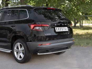 12 799 р. Защита заднего бампера (Ø42 мм, нержавейка) SLITKOFF  Skoda Karoq  NU7 (2017-2021) дорестайлинг  с доставкой в г. Омск. Увеличить фотографию 2