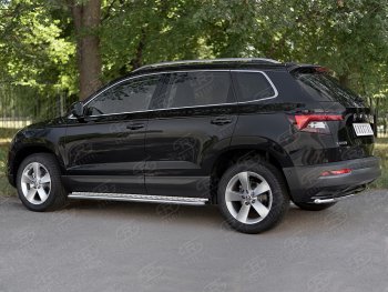 12 799 р. Защита заднего бампера (Ø42 мм, нержавейка) SLITKOFF  Skoda Karoq  NU7 (2017-2021) дорестайлинг  с доставкой в г. Омск. Увеличить фотографию 4