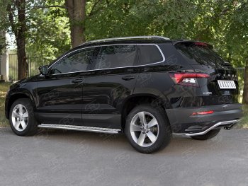 13 099 р. Защита заднего бампера (Ø42 мм волна, нержавейка) SLITKOFF  Skoda Karoq  NU7 (2017-2021) дорестайлинг  с доставкой в г. Омск. Увеличить фотографию 4