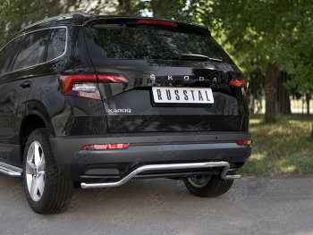 13 099 р. Защита заднего бампера (Ø42 мм волна, нержавейка) SLITKOFF  Skoda Karoq  NU7 (2017-2021) дорестайлинг  с доставкой в г. Омск. Увеличить фотографию 2