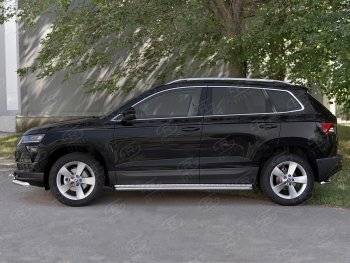 21 699 р. Пороги SLITKOFF d42 с листом  Skoda Karoq  NU7 (2017-2024) дорестайлинг, рестайлинг (лист алюминий, труба нержавейка)  с доставкой в г. Омск. Увеличить фотографию 3