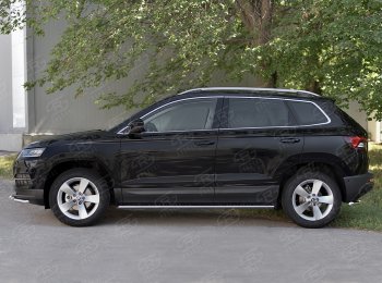 20 749 р. Защита порогов Russtal труба 75х42 овал с проступью  Skoda Karoq  NU7 (2017-2024) дорестайлинг, рестайлинг  с доставкой в г. Омск. Увеличить фотографию 3