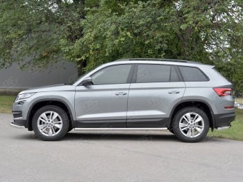 Пороги труба d63 (v3) SLITKOFF Skoda (Шкода) Kodiaq (Кодиак)  NU7 (2017-2021) NU7 дорестайлинг