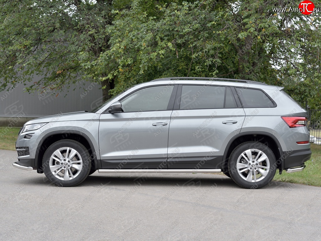 17 599 р. Пороги труба d63 (v3) SLITKOFF  Skoda Kodiaq  NU7 (2017-2021) дорестайлинг  с доставкой в г. Омск