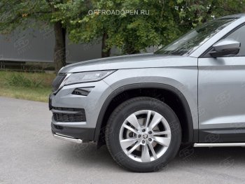 22 749 р. Защита переднего бампера (Ø63 мм, нержавейка) SLITKOFF  Skoda Kodiaq  NU7 (2017-2021) дорестайлинг  с доставкой в г. Омск. Увеличить фотографию 2