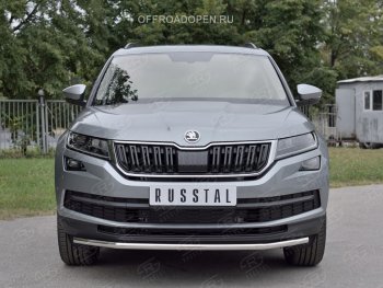 Защита переднего бампера (Ø42 мм, нержавейка) SLITKOFF Skoda (Шкода) Kodiaq (Кодиак)  NU7 (2017-2021) NU7 дорестайлинг