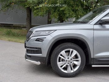 16 499 р. Защита переднего бампера (Ø63 мм, нержавейка) SLITKOFF  Skoda Kodiaq  NU7 (2017-2021) дорестайлинг  с доставкой в г. Омск. Увеличить фотографию 4