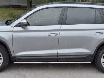 17 999 р. Защита порогов SLITKOFF из круглой трубы диаметром 42 мм v3  Skoda Kodiaq  NU7 (2017-2021) дорестайлинг  с доставкой в г. Омск. Увеличить фотографию 3