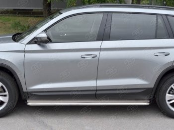 35 549 р. Широкая защита порогов из трубы диаметром 42 мм SLITKOFF v3 Skoda Kodiaq NU7 дорестайлинг (2017-2021)  с доставкой в г. Омск. Увеличить фотографию 2