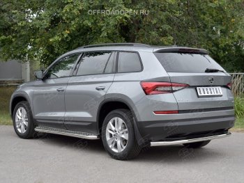 14 999 р. Защита заднего бампера (Ø63 мм, нержавейка) SLITKOFF  Skoda Kodiaq  NU7 (2017-2021) дорестайлинг  с доставкой в г. Омск. Увеличить фотографию 2