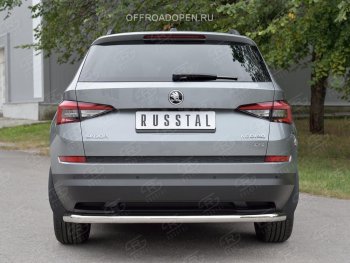 14 999 р. Защита заднего бампера (Ø63 мм, нержавейка) SLITKOFF  Skoda Kodiaq  NU7 (2017-2021) дорестайлинг  с доставкой в г. Омск. Увеличить фотографию 3