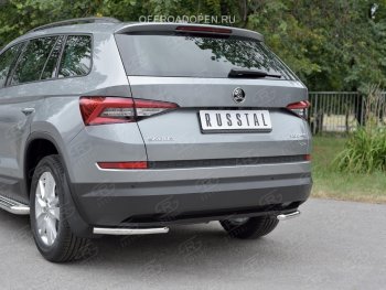 11 449 р. Защита заднего бампера (Ø42 мм, уголки, нержавейка) Russtal Skoda Kodiaq NU7 дорестайлинг (2017-2021)  с доставкой в г. Омск. Увеличить фотографию 3