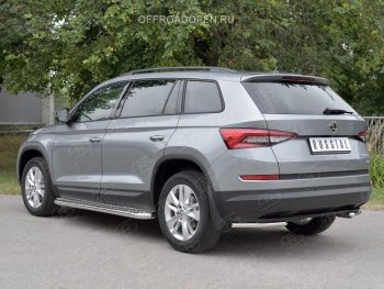 Защита заднего бампера (Ø42 мм, уголки, нержавейка) Russtal Skoda Kodiaq NU7 дорестайлинг (2017-2021)