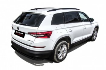 6 999 р. Защита заднего бампера Slitkoff (Ø 57 мм, с гибами)  Skoda Kodiaq  NU7 (2017-2021) дорестайлинг (Сталь с полимерным покрытием. Цвет: черный)  с доставкой в г. Омск. Увеличить фотографию 1