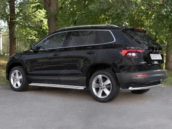 10 949 р. Защита заднего бампера (Ø63 мм, нержавейка) Russtal Skoda Kodiaq NU7 дорестайлинг (2017-2021)  с доставкой в г. Омск. Увеличить фотографию 4