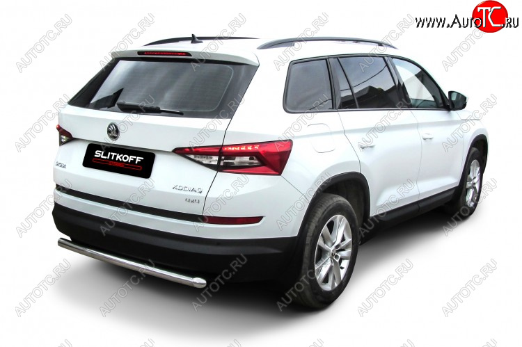 10 299 р. Защита заднего бампера Slitkoff (Ø 57 мм)  Skoda Kodiaq  NU7 (2017-2021) дорестайлинг (Нержавеющая сталь)  с доставкой в г. Омск