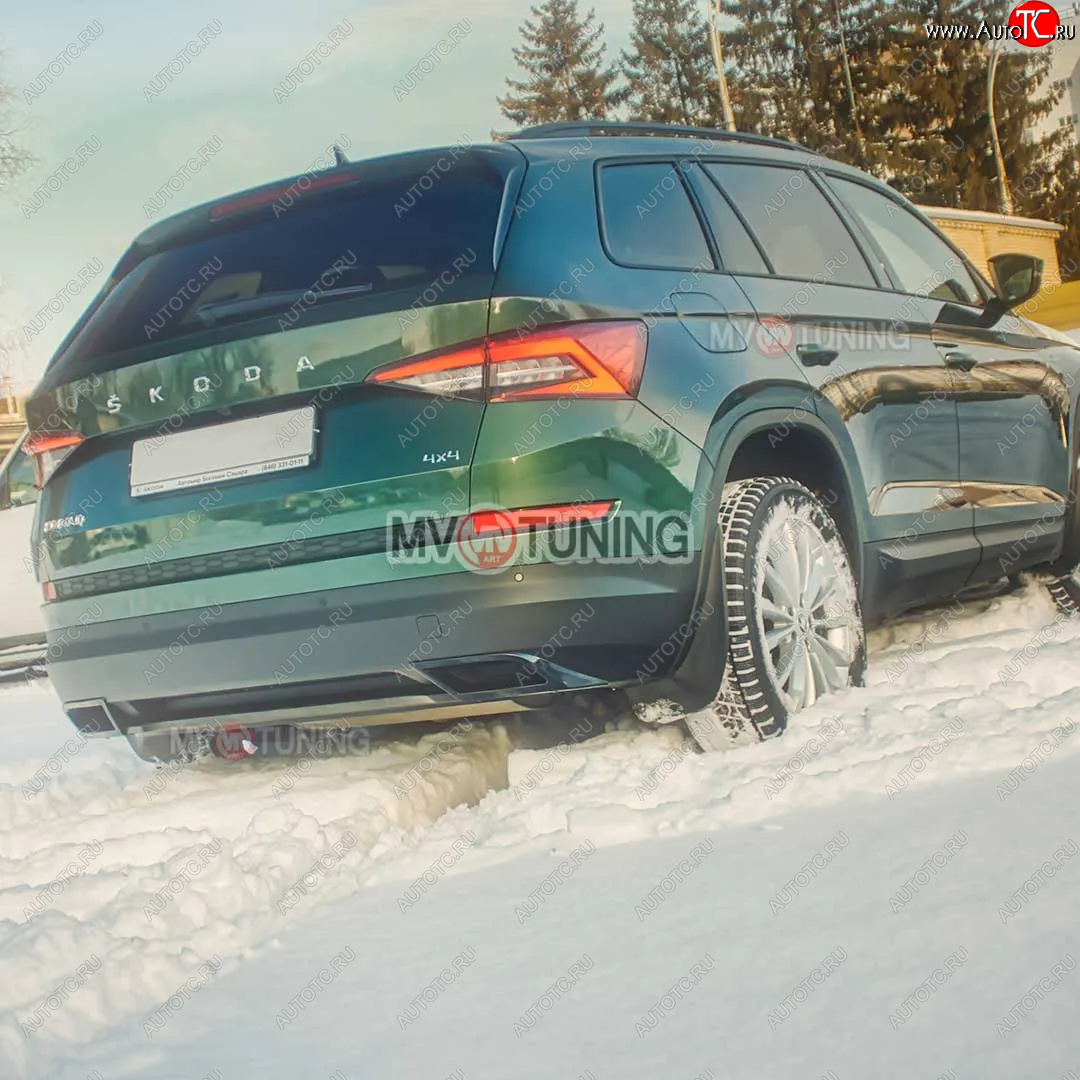 4 199 р. Имитация насадок глушителя MV-Tuning  Skoda Kodiaq  NU7 (2017-2021) дорестайлинг (Неокрашенные)  с доставкой в г. Омск