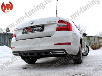 2 399 р. Накладка бампера (диффузор) MV-Tuning  Skoda Octavia  A7 (2012-2020) дорестайлинг лифтбэк, рестайлинг лифтбэк (Глянец, Неокрашенная)  с доставкой в г. Омск. Увеличить фотографию 2